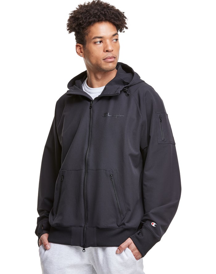 Champion Mens Hoodie NZ - Defender Series Full Zip Black ( 6907-YSLAW )